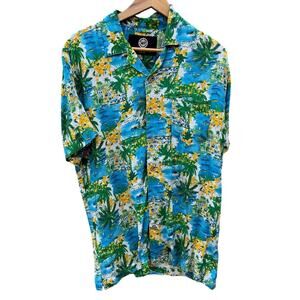 Weatherproof tropical island with buildings button up shirt Size Large